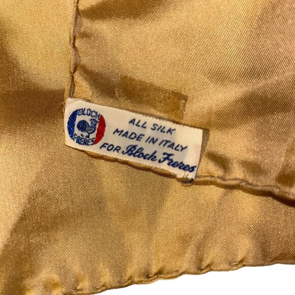 Block Freres ITALY vintage 100% SILK Holiday gold metallic shimmer pocke… - Picture 2 of 3